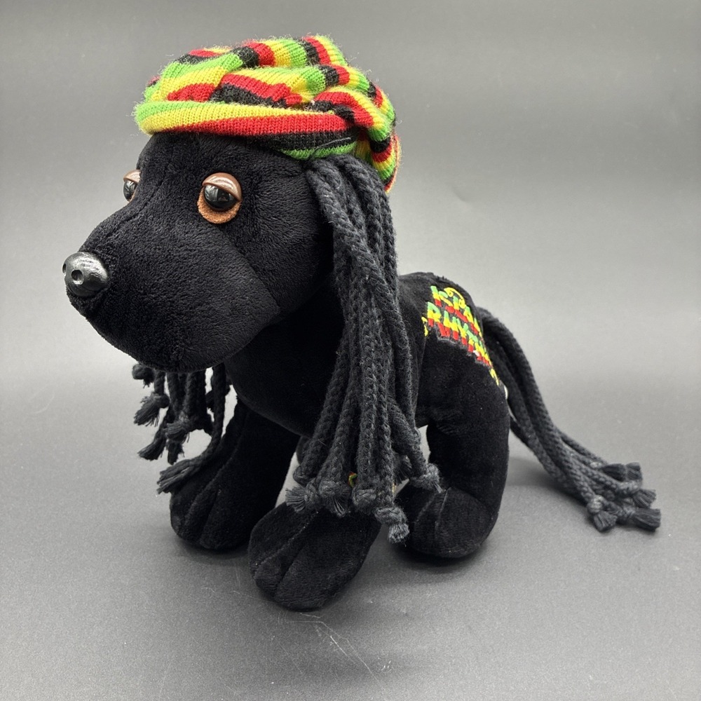 Webkinz Rockerz Dog Black Lab Plush Dreadlocks Island Rhythm Ganz No Code Rasta